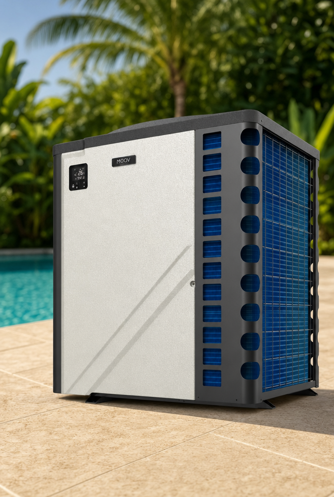 Moov heat pump poolside