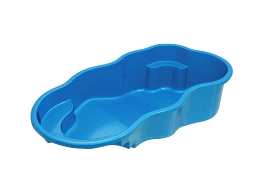 Aruba Latham fiberglass freeform pool, 11 ft by 22 ft