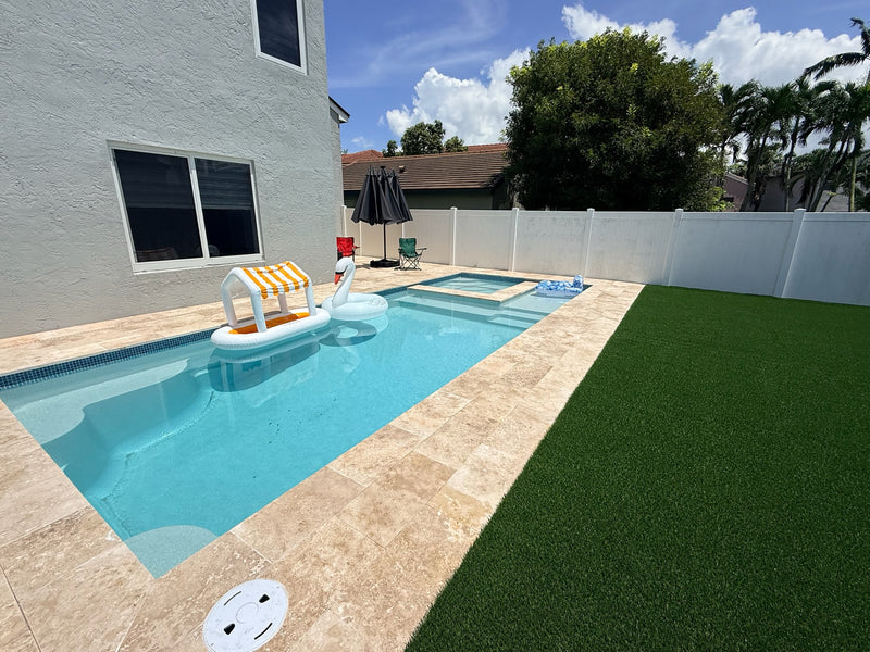 Astoria 12 Fiberglass Pool Package — Large, with Spa (12' x 28')